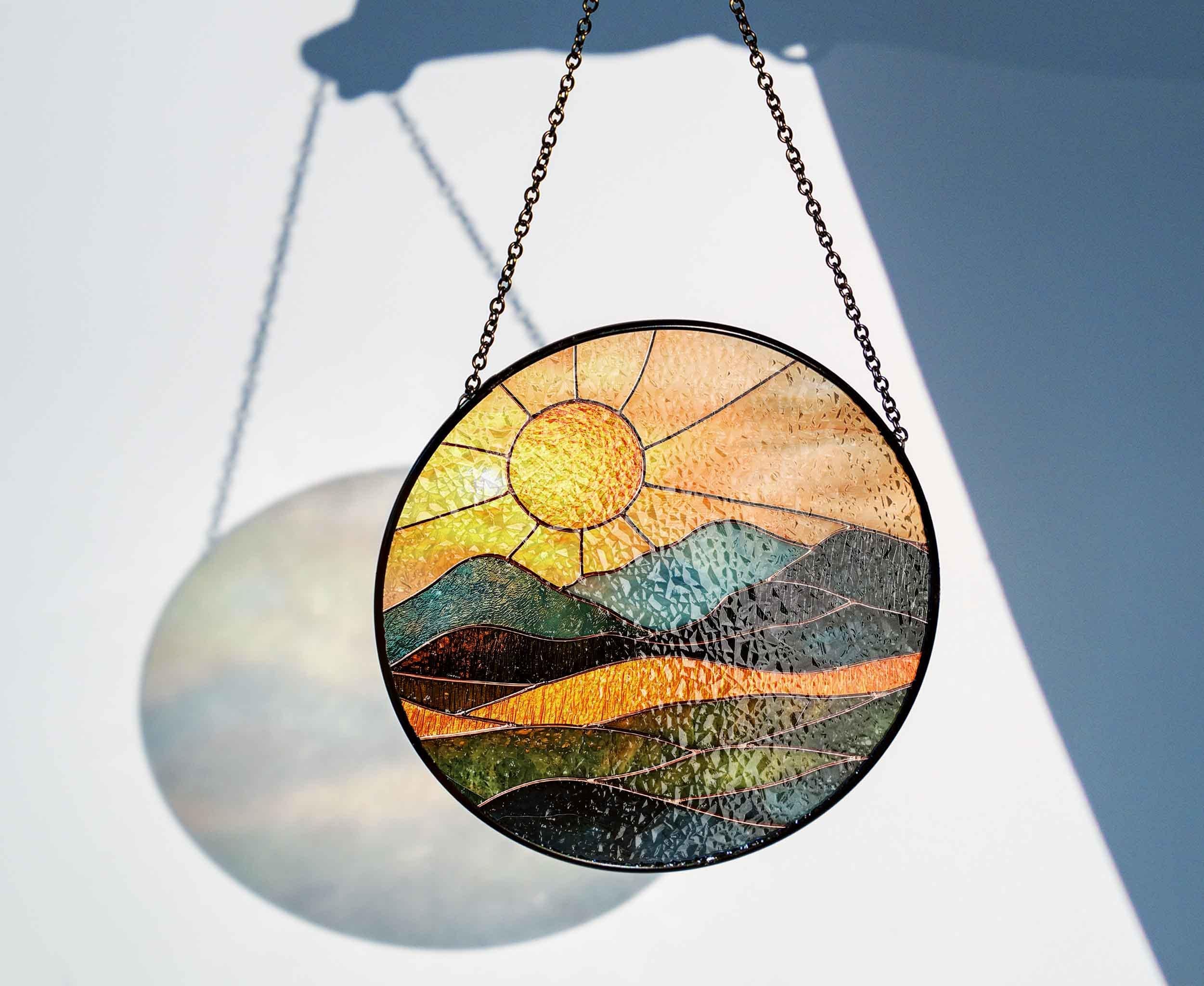 Mountain Art Glass Suncatcher, Mountain Range Acrylic Window Hangings, Mountain Lover Gift, Natural Suncatcher Decor, Wall Hanging Decor