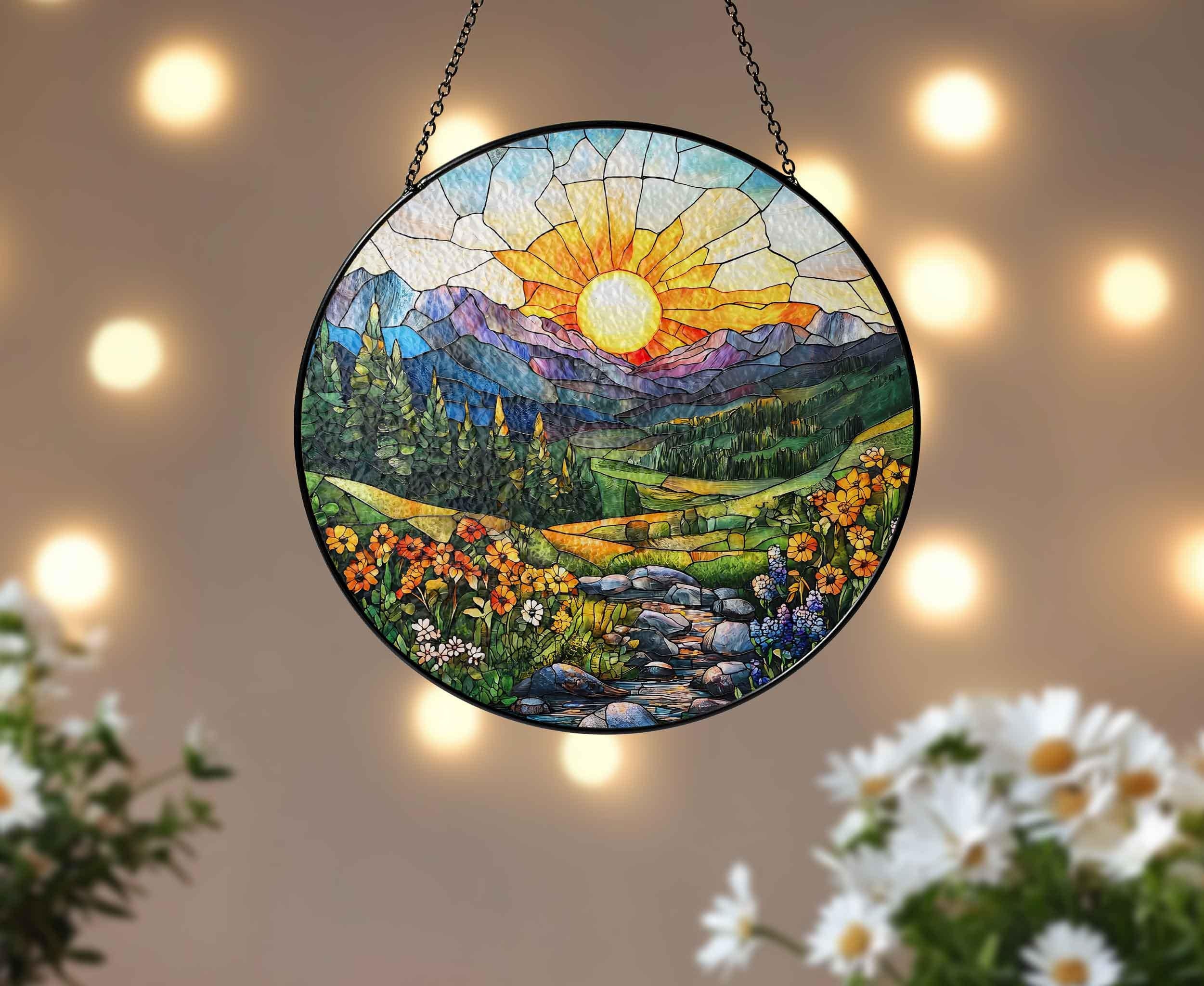 Mountain Art Glass Suncatcher, Mountain Range Acrylic Window Hangings, Mountain Lover Gift, Natural Suncatcher Decor, Wall Hanging Decor