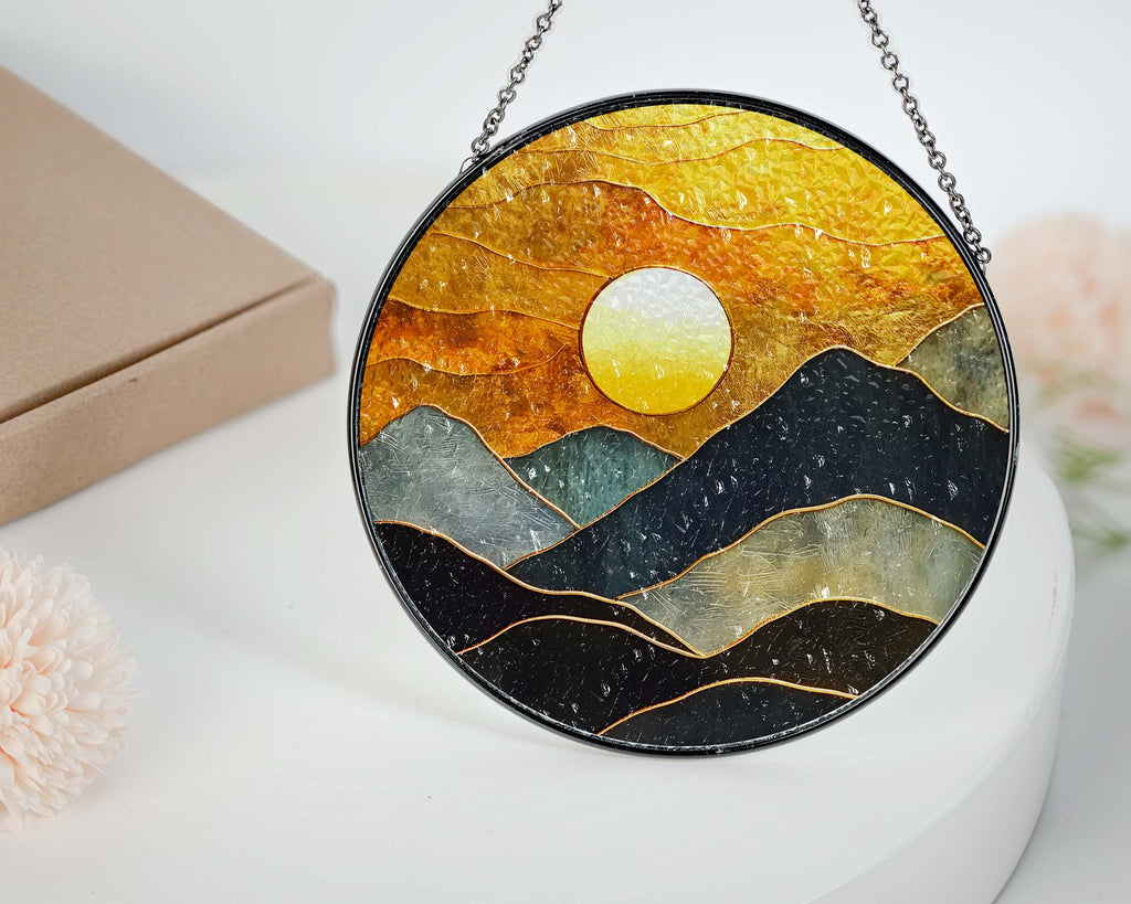 Mountain Art Glass Suncatcher, Mountain Range Acrylic Window Hangings, Mountain Lover Gift, Natural Suncatcher Decor, Wall Hanging Decor