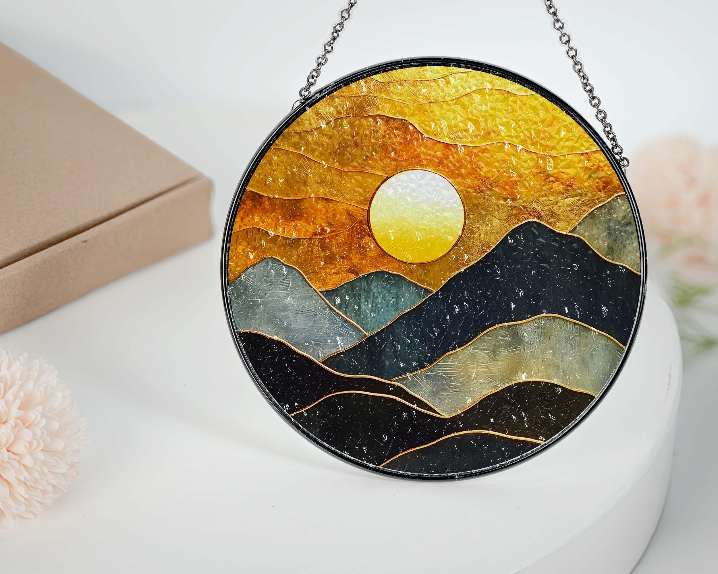 Mountain Art Glass Suncatcher, Mountain Range Acrylic Window Hangings, Mountain Lover Gift, Natural Suncatcher Decor, Wall Hanging Decor