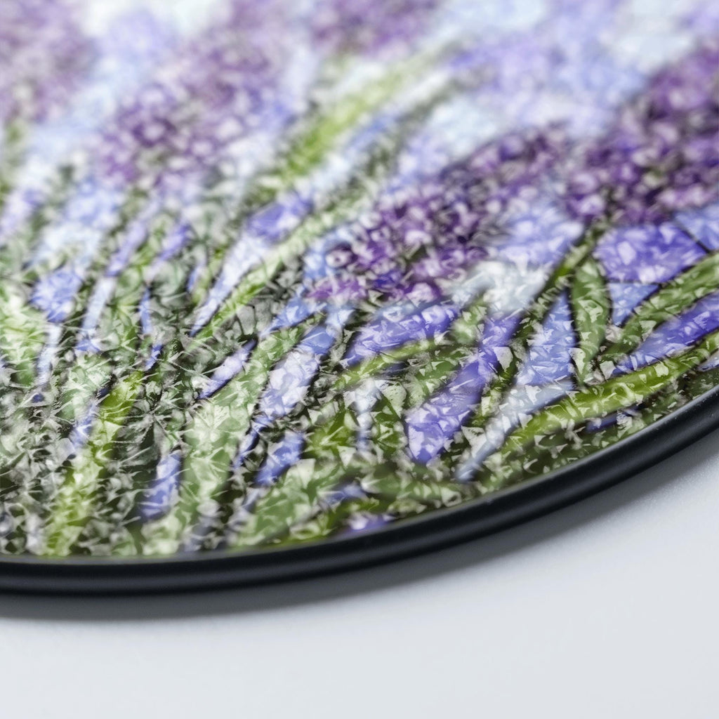 Lavender Flower Stained Glass Window Round Suncatcher Handmade Gift For Mom Or Garden Lover