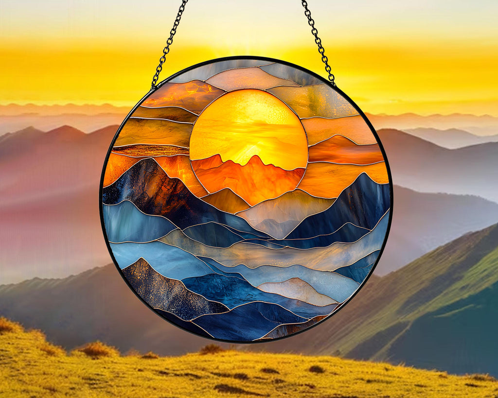 Mountain Art Glass Suncatcher, Mountain Range Acrylic Window Hangings, Mountain Lover Gift, Natural Suncatcher Decor, Wall Hanging Decor
