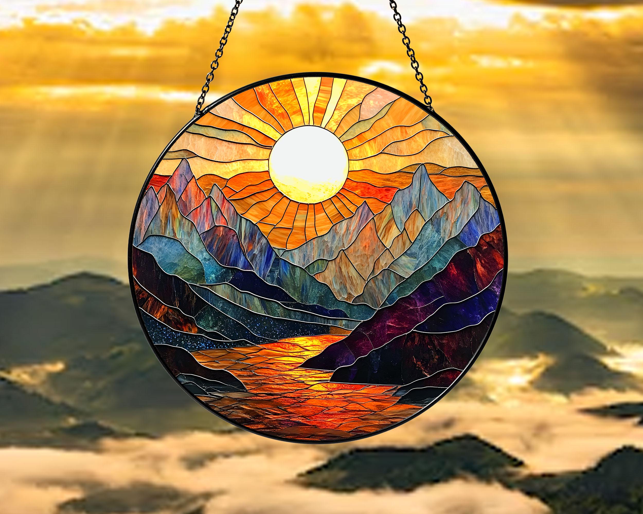 Mountain Art Glass Suncatcher, Mountain Range Acrylic Window Hangings, Mountain Lover Gift, Natural Suncatcher Decor, Wall Hanging Decor