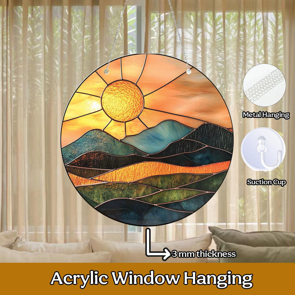 Mountain Art Glass Suncatcher, Mountain Range Acrylic Window Hangings, Mountain Lover Gift, Natural Suncatcher Decor, Wall Hanging Decor