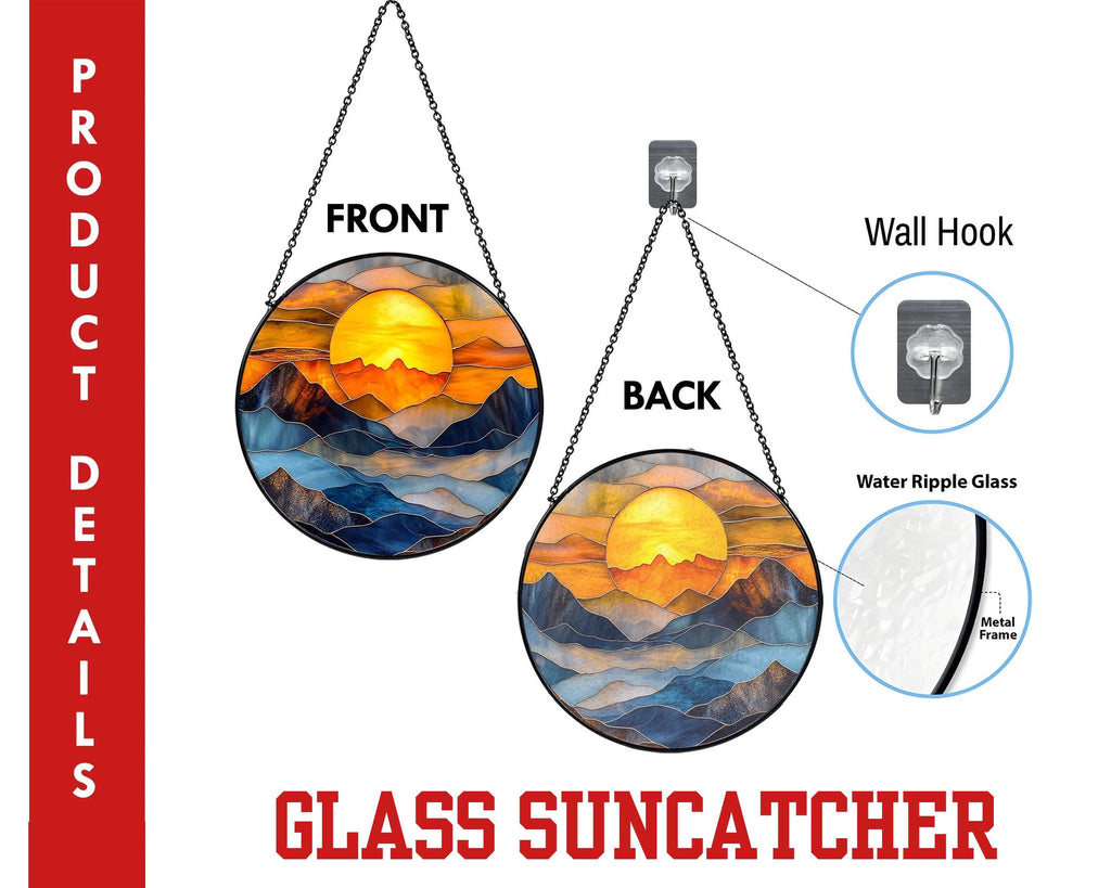 Mountain Art Glass Suncatcher, Mountain Range Acrylic Window Hangings, Mountain Lover Gift, Natural Suncatcher Decor, Wall Hanging Decor