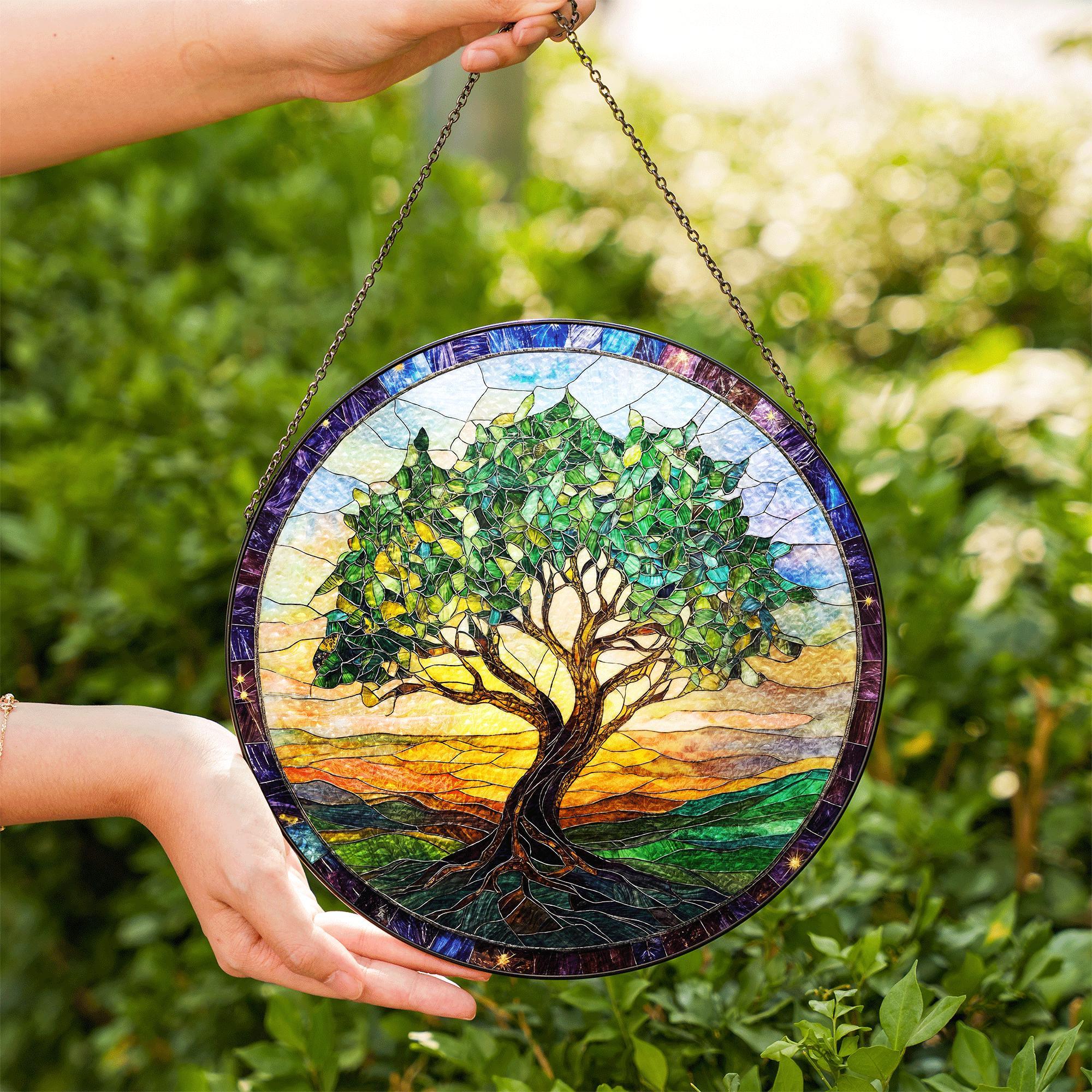 Tree Of Life Stained Glass Suncatcher, Tree Of Life Suncatcher, Gift For Women, Stained Glass Art, Home Ornament, Gift For Her, Gift For Mom