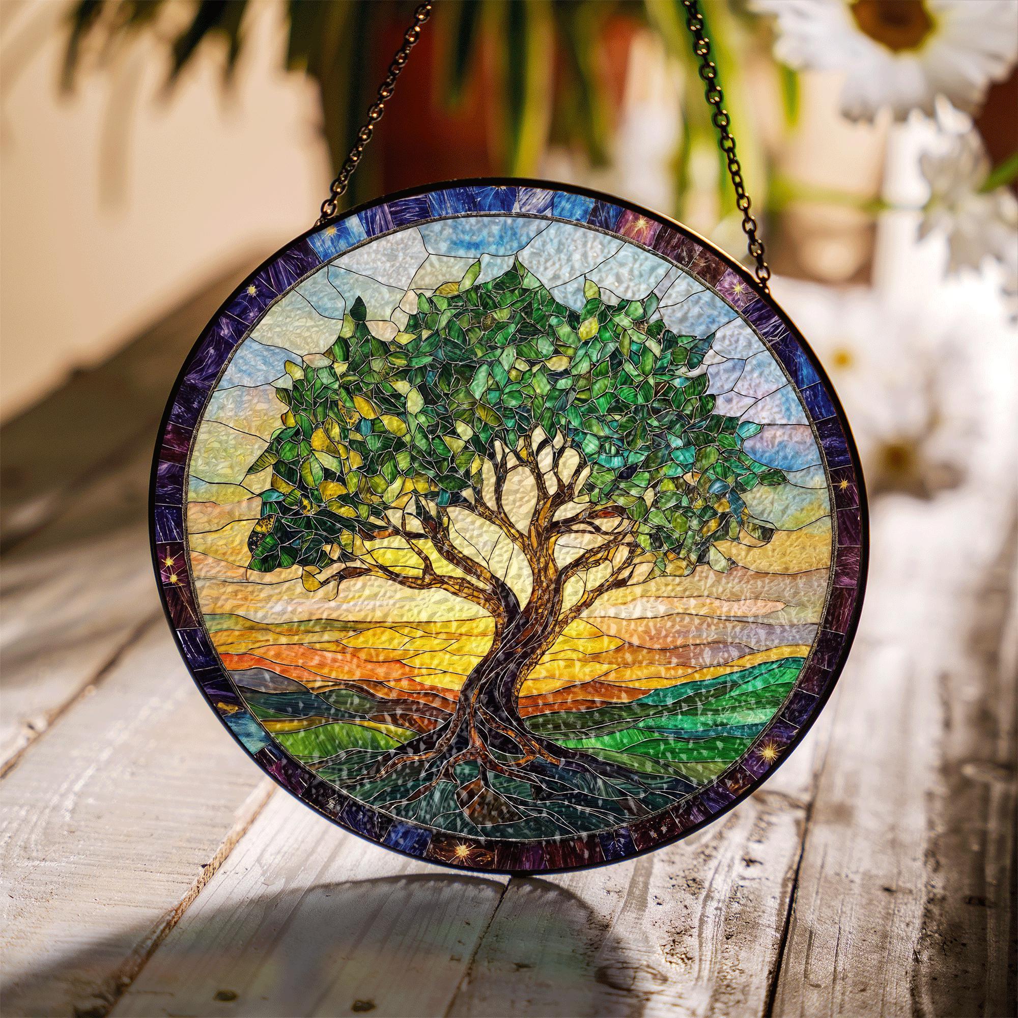 Tree Of Life Stained Glass Suncatcher, Tree Of Life Suncatcher, Gift For Women, Stained Glass Art, Home Ornament, Gift For Her, Gift For Mom