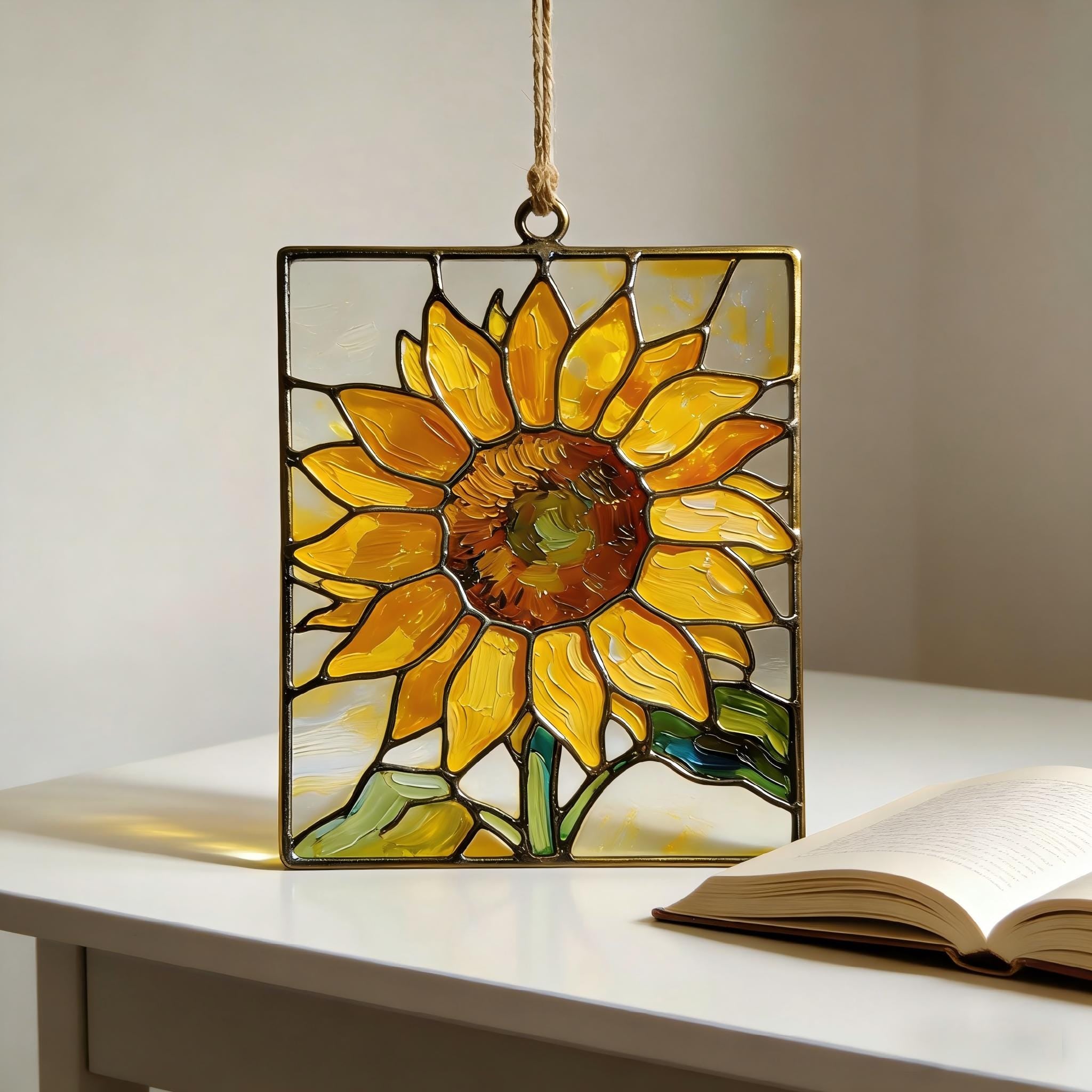 Sunflower Stained Glass Gift For Mom, Handmade Suncatcher Window Decor, Bright Floral Hanging, Mother’s Day Gift Idea, Boho Home Gift