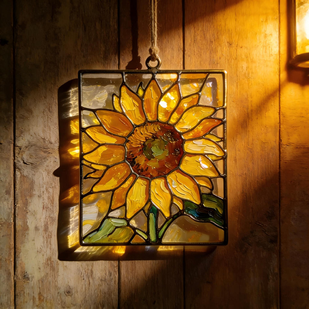 Sunflower Stained Glass Gift For Mom, Handmade Suncatcher Window Decor, Bright Floral Hanging, Mother’s Day Gift Idea, Boho Home Gift