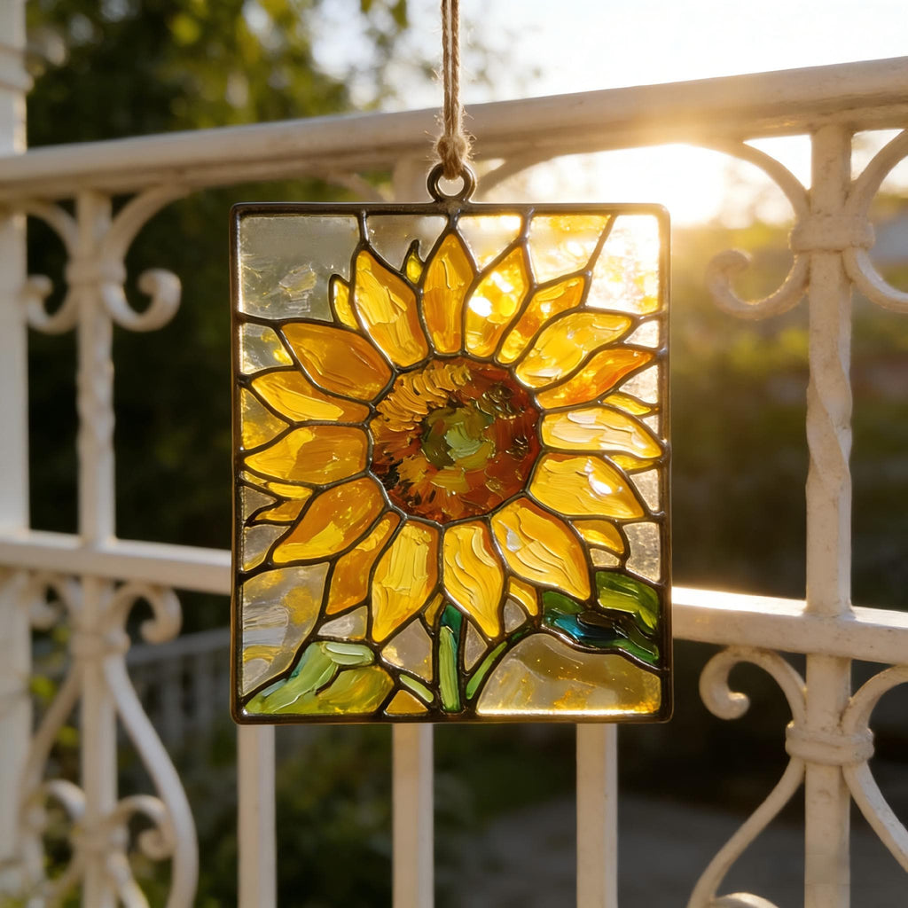 Sunflower Stained Glass Gift For Mom, Handmade Suncatcher Window Decor, Bright Floral Hanging, Mother’s Day Gift Idea, Boho Home Gift
