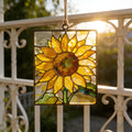 Sunflower Stained Glass Gift For Mom, Handmade Suncatcher Window Decor, Bright Floral Hanging, Mother’s Day Gift Idea, Boho Home Gift