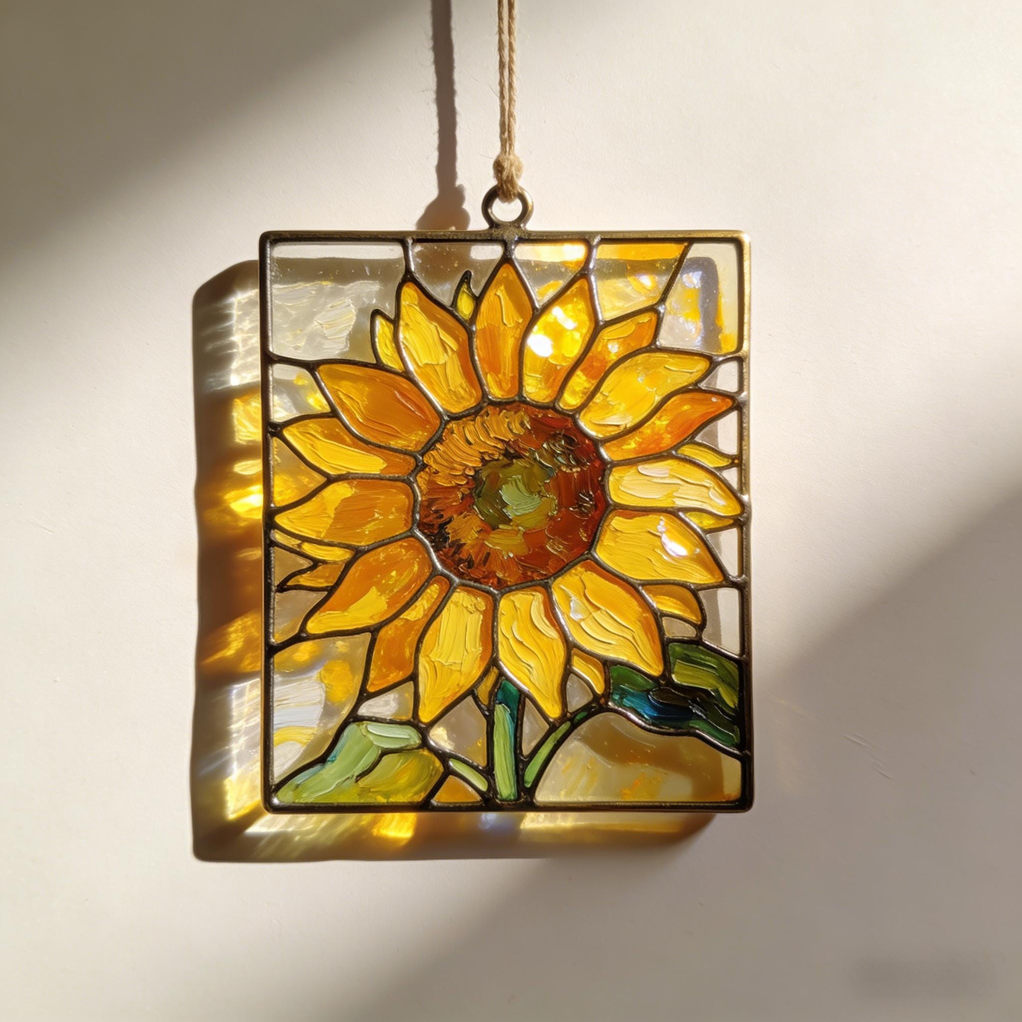 Sunflower Stained Glass Gift For Mom, Handmade Suncatcher Window Decor, Bright Floral Hanging, Mother’s Day Gift Idea, Boho Home Gift