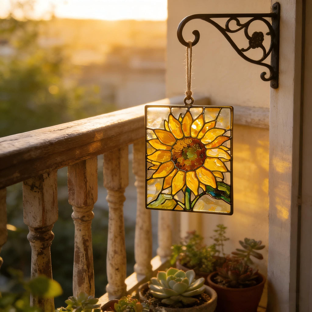 Sunflower Stained Glass Gift For Mom, Handmade Suncatcher Window Decor, Bright Floral Hanging, Mother’s Day Gift Idea, Boho Home Gift