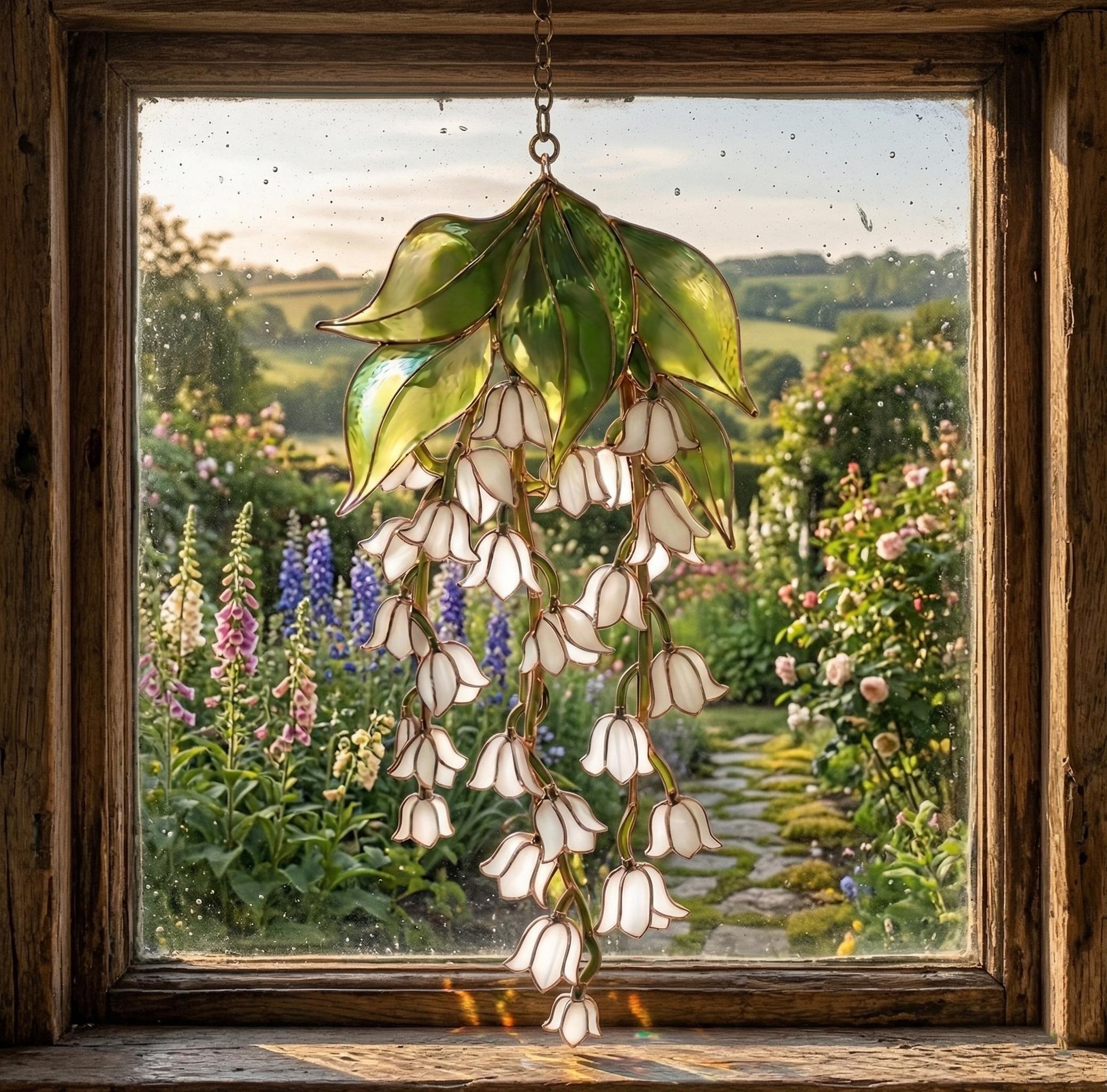 Acrylic Lily Of The Valley Stained Glass Suncatcher, Lily Of The Valley Suncatcher