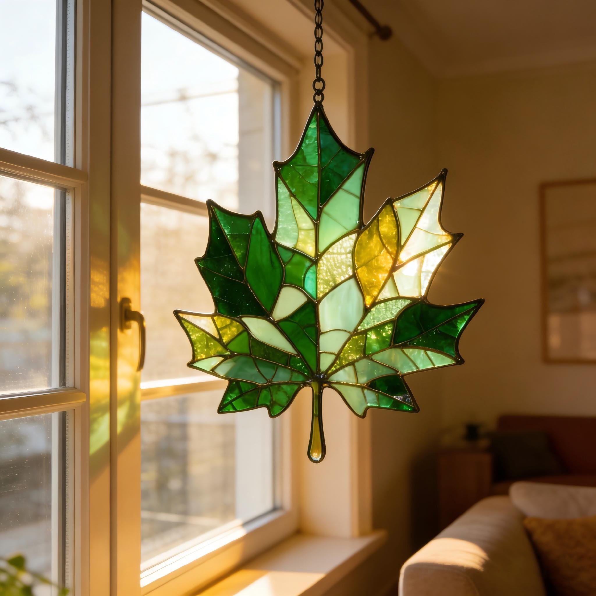 Artisan Spring Summer Fall Winter Maple Leaf Suncatcher,housewarming Gift For New Homeowners,graduation Gift For Classmate,mother's Day Gift
