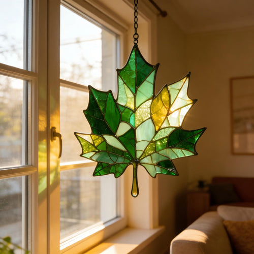 Artisan Spring Summer Fall Winter Maple Leaf Suncatcher,housewarming Gift For New Homeowners,graduation Gift For Classmate,mother's Day Gift